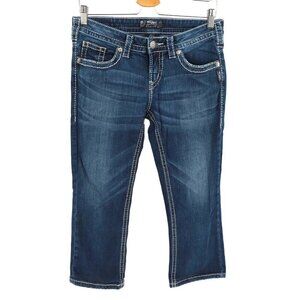 Silver Womens 29 Aiko Capri Blue Denim Jeans Contrast Stitching Cotton Blend